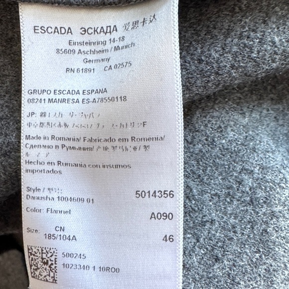 Escada Charcoal Gray Midi Dress size 46 (16 US) - Picture 11 of 14